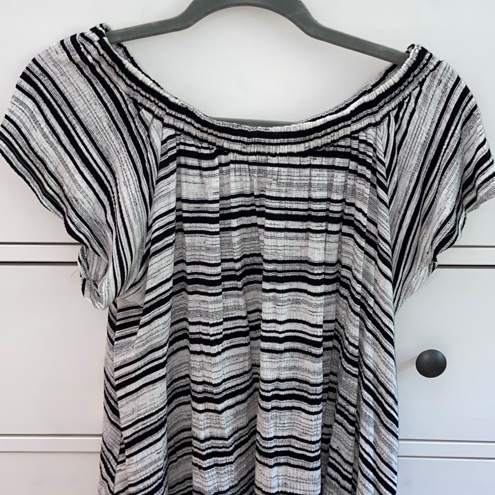 black and white off the shoulder top